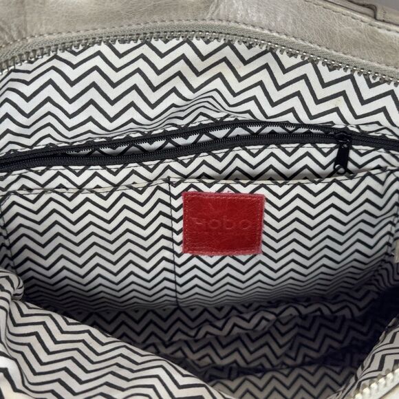 Hobo The Original Gray Leather Shoulder Handbag Purse Tote Double Strap Handle - Picture 11 of 12